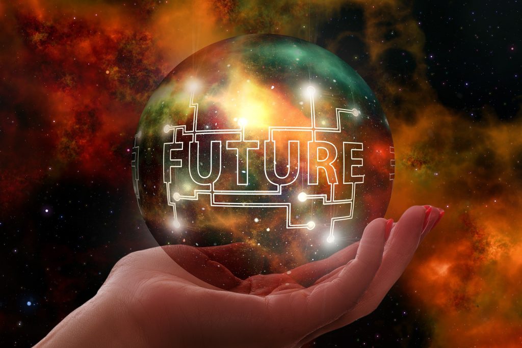 Futuro escrito numa bola sob uma mão, Agarre o Mundo