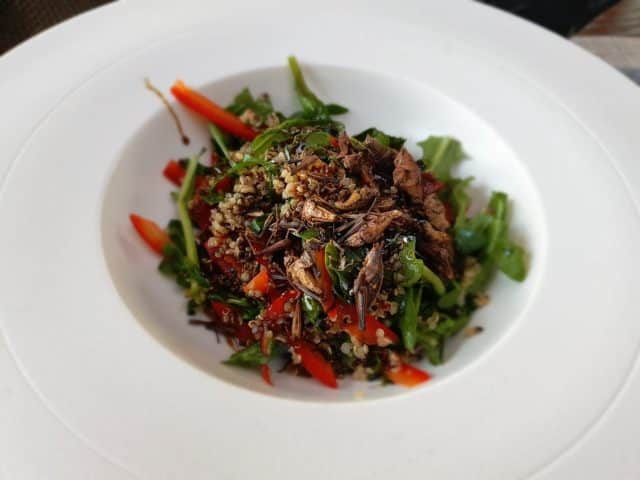 Salada com chapulines - grilos, Cidade do México, Agarre o Mundo.