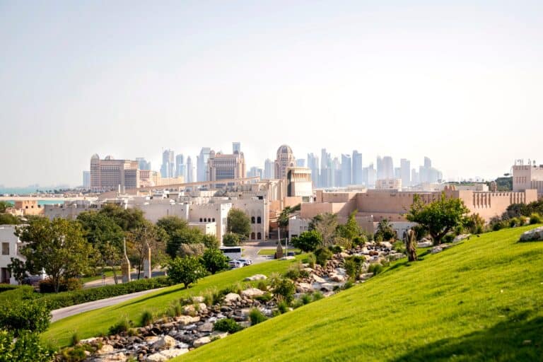 Vista panorâmica para o West Bay Doha, Qatar. Vista do Parque Katara